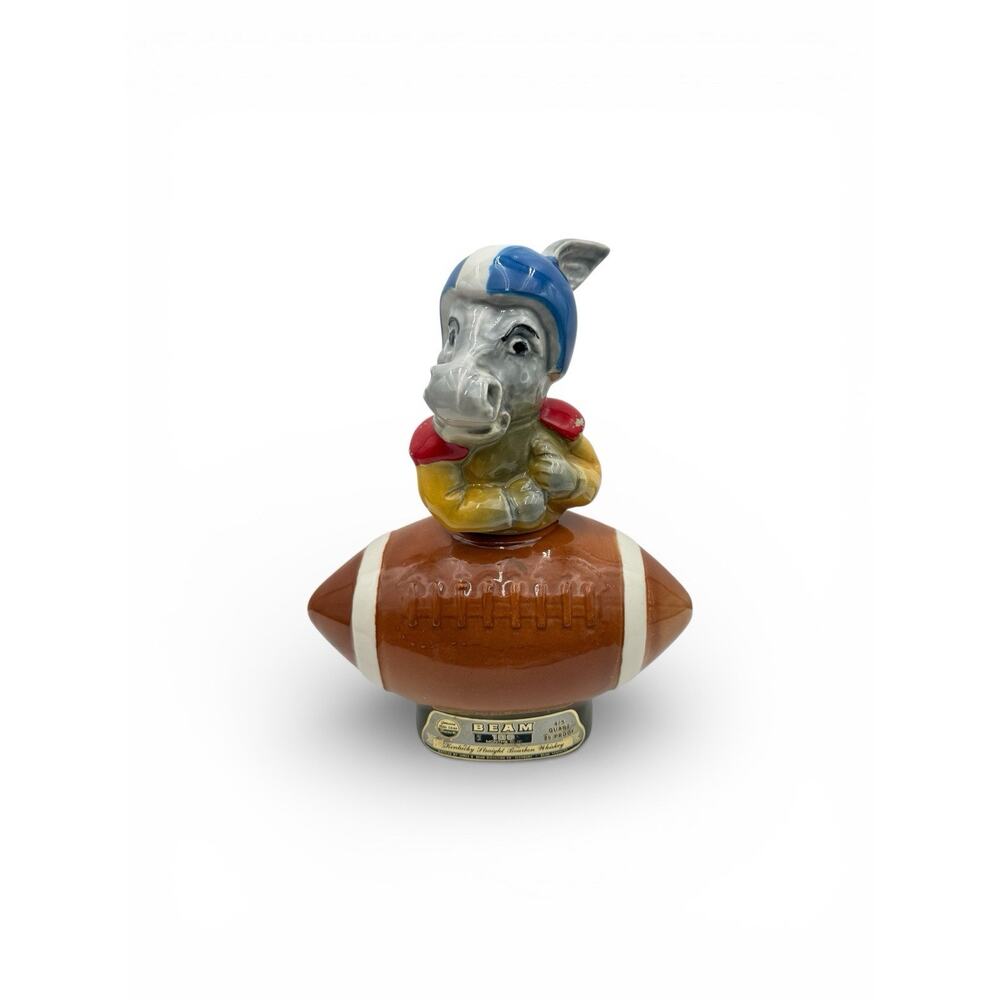 Vintage ‎ 1972 Jim Beam Decanter Democratic Donkey Football Jersey Blue Gray